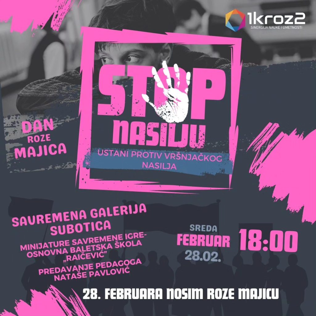Udruženje „1kroz2“: Dan roze majica – Obrazovne ustanove u Subotici obeležiće Dan borbe protiv vršnjačkog nasilja