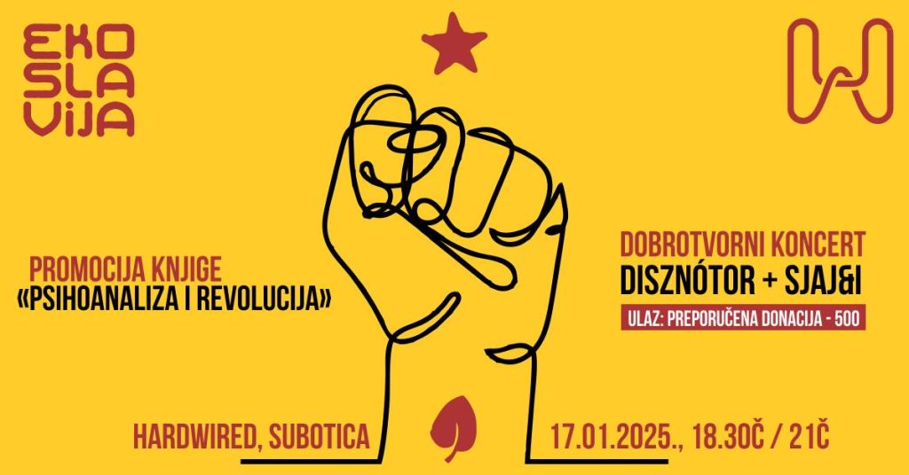 Udruženje “Ekoslavija”: Promocija knjige “Psihoanaliza i revolucija” i dobrotvorni koncert za prihvatilište za beskućnike