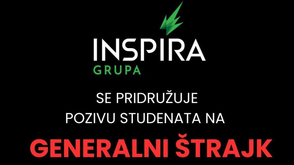 Inspira grupa se pridružuje pozivu studenata na generalni štrajk: Osećamo kao svoju dužnost da budemo uz njih